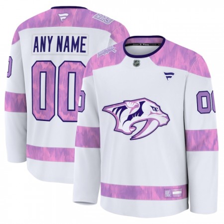 Nashville Predators Hockeydrakt Custom Fanatics Hockey Fights Cancer Practice 2024-25 Hvit - Herre